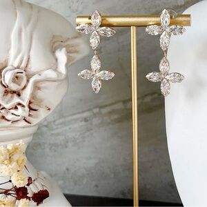 Park Lane Couture Elegant Gold Crystal  Cross Drop Earrings